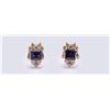 Image 1 : Pair of 18K Yellow Gold Iolite & Diamond Earrings