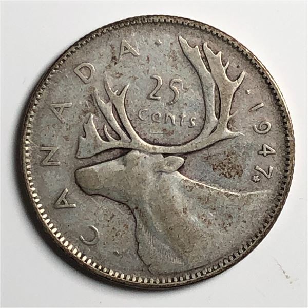 1947 Maple King George VI 25 Cents