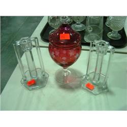 COVERED JAR & CANDLE STICK