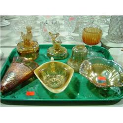 TRAY LOT OF CARNIVAL GLASS