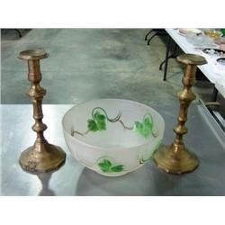 BOWL AND CANDLE STICKS