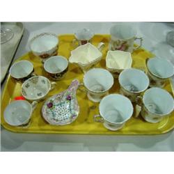 TRAY LOT OF PAINTED CHINA