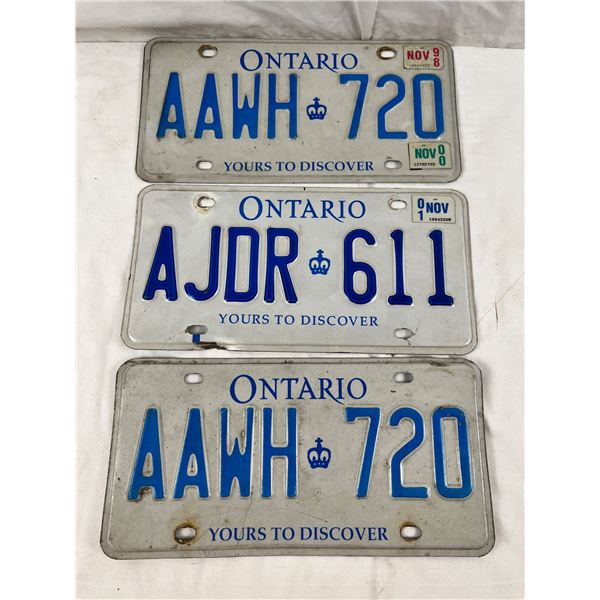 3 Ontario License Plates