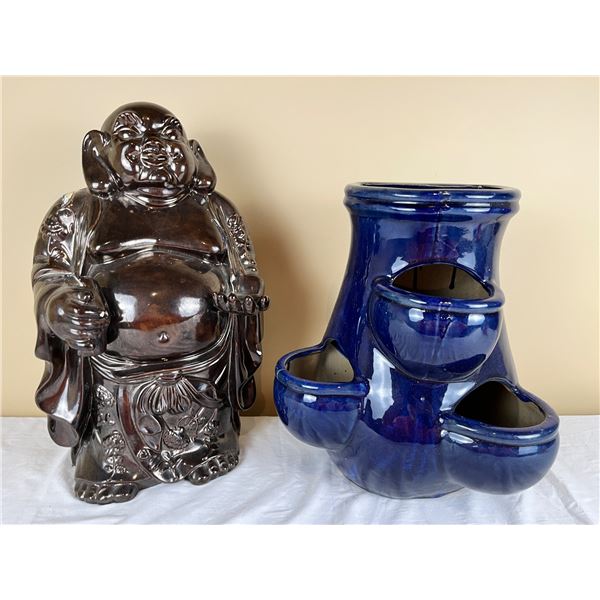 Ceramic Decor (Strawberry Pot & Statue)