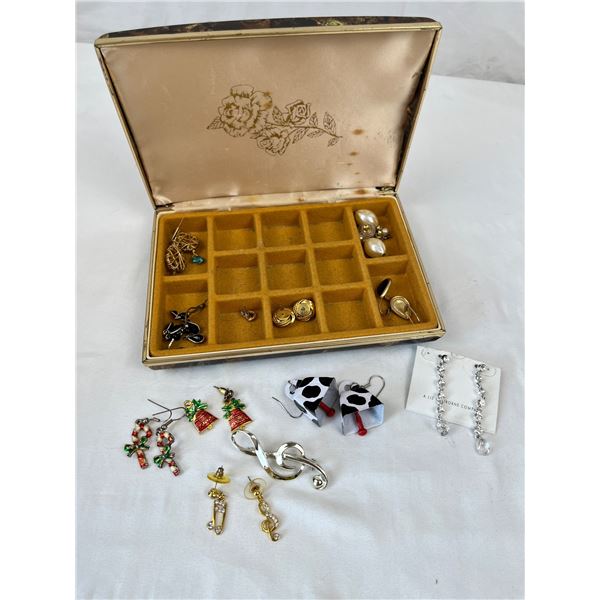 Costume Jewellery Earrings with Jewellery Box