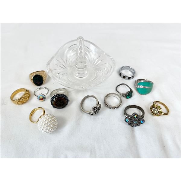 Assorted Rings & Ring Dish Some 925 Silver