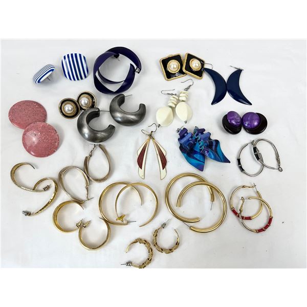 Assorted Costume Jewellery Earrings, Hoops, Studs & Clip-Ons