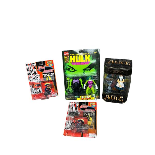 Rage against the machine McGees Alice She Hulk vintage action figure collection lot