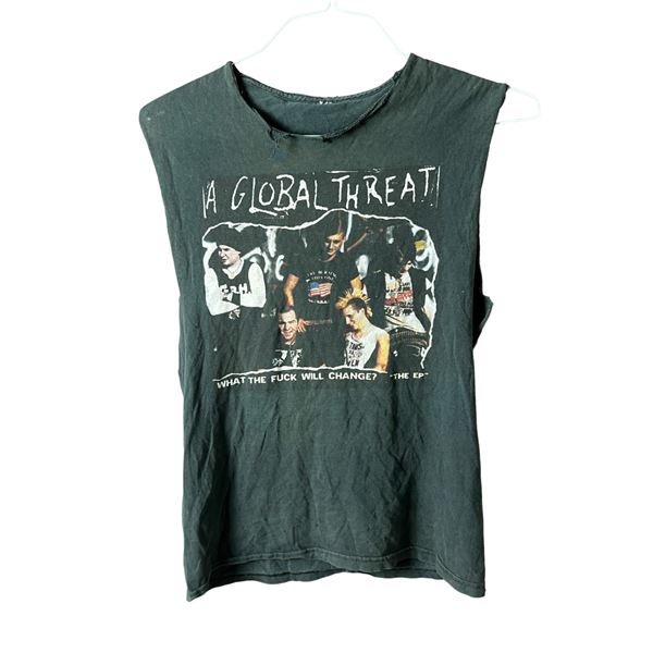 Vintage a global threat punk rock T-shirt 15" x 21"