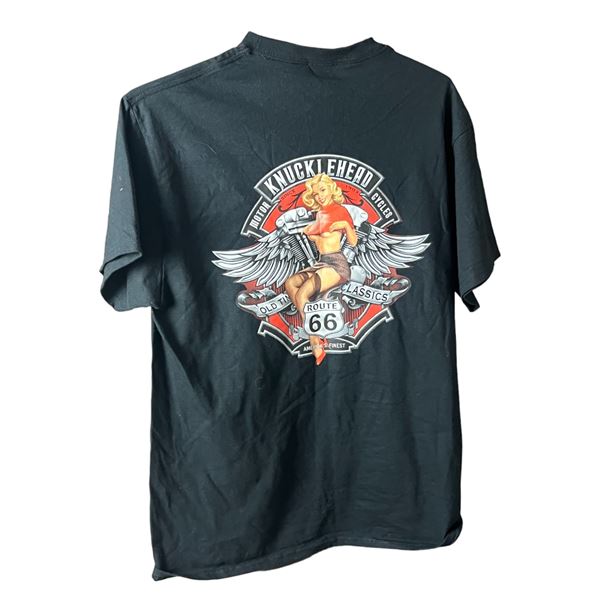 Vintage knucklehead motorcycles route 66 T-shirt large size 20" x 26"