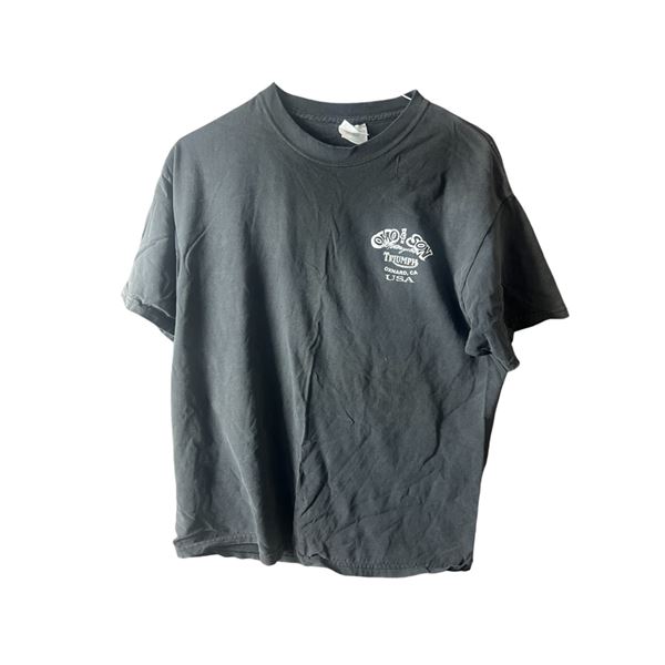 Vintage Omo & Son motorcycle TRIUMPH shop Oxnard California vintage T-shirt L 20" x 23"
