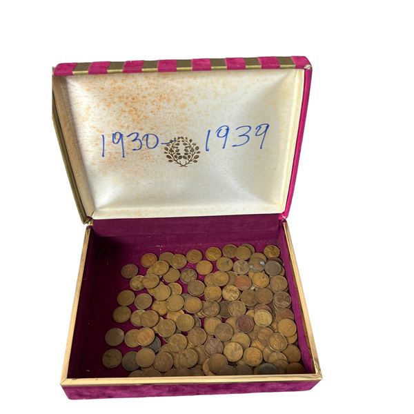 1930 to 1939 US wheat penny coin collection