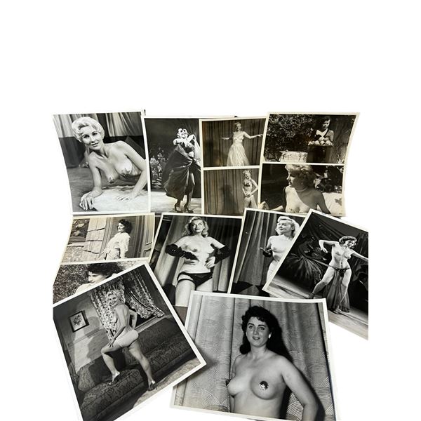 Vintage 1950's Original Burlesque Nude Pin up Model Risque Photo 8x10 Black & White Photographs