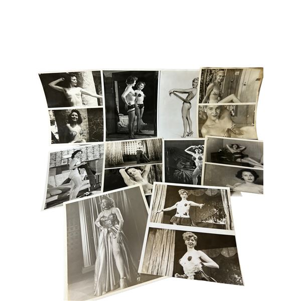 Vintage 1950's Original Burlesque Nude Pin up Model Risque Photo 8x10 Black & White Photographs