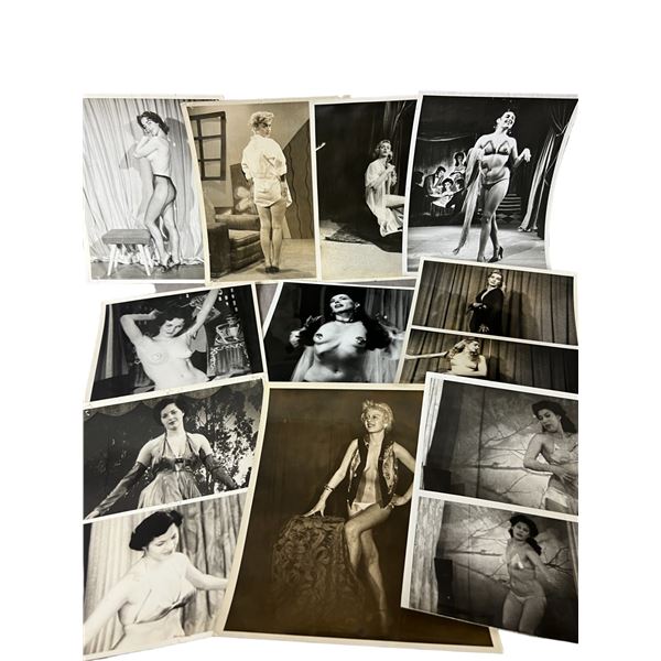 Vintage 1950's Original Burlesque Nude Pin up Model Risque Photo 8x10 Black & White Photographs