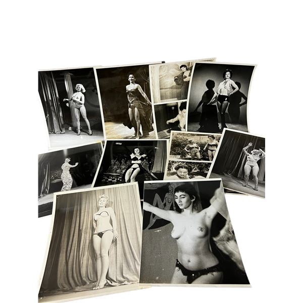 Vintage 1950's Original Burlesque Nude Pin up Model Risque Photo 8x10 Black & White Photographs