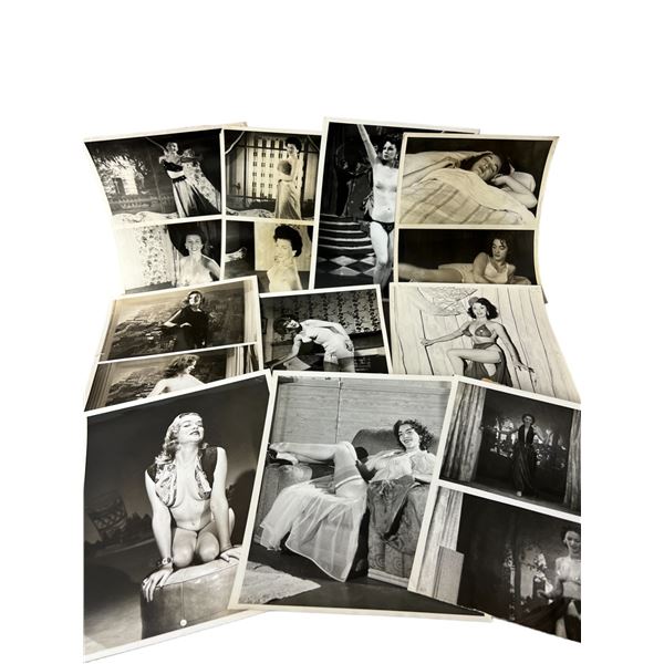 Vintage 1950's Original Burlesque Nude Pin up Model Risque Photo 8x10 Black & White Photographs
