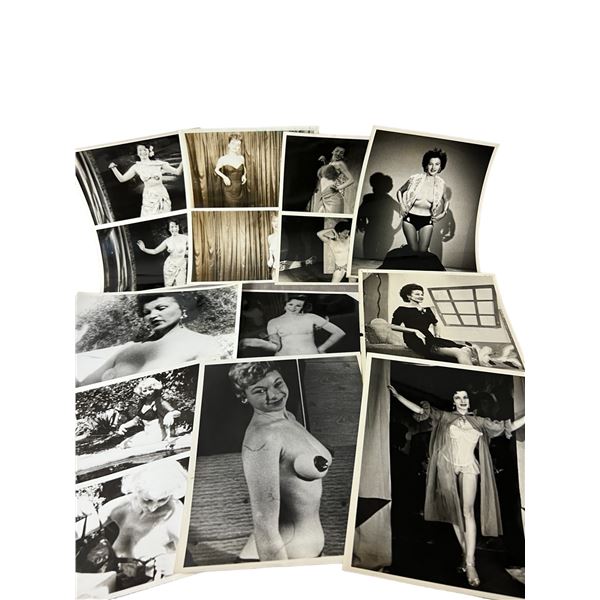 Vintage 1950's Original Burlesque Nude Pin up Model Risque Photo 8x10 Black & White Photographs