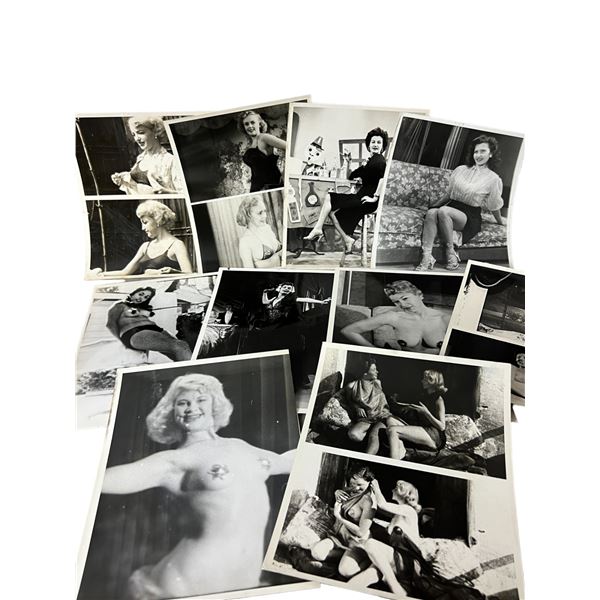Vintage 1950's Original Burlesque Nude Pin up Model Risque Photo 8x10 Black & White Photographs