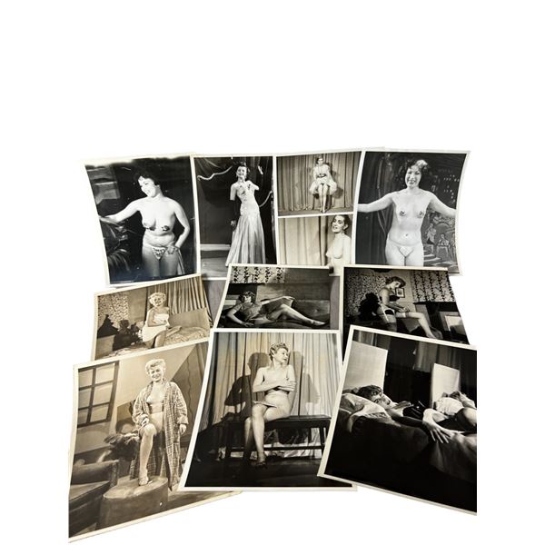 Vintage 1950's Original Burlesque Nude Pin up Model Risque Photo 8x10 Black & White Photographs