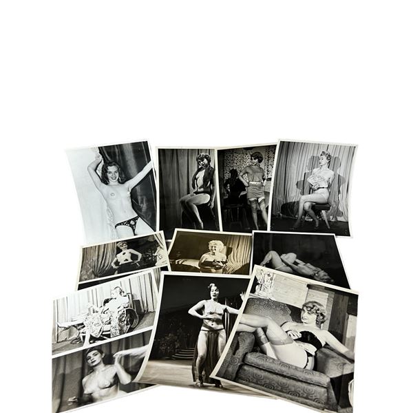 Vintage 1950's Original Burlesque Nude Pin up Model Risque Photo 8x10 Black & White Photographs