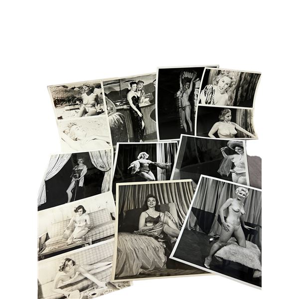 Vintage 1950's Original Burlesque Nude Pin up Model Risque Photo 8x10 Black & White Photographs