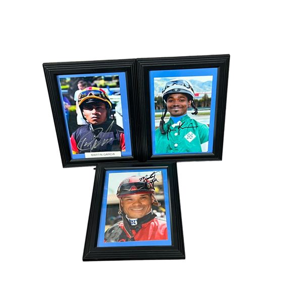 Jockey horse racing signed photo collection lot 6" x 8 1/2" including frame