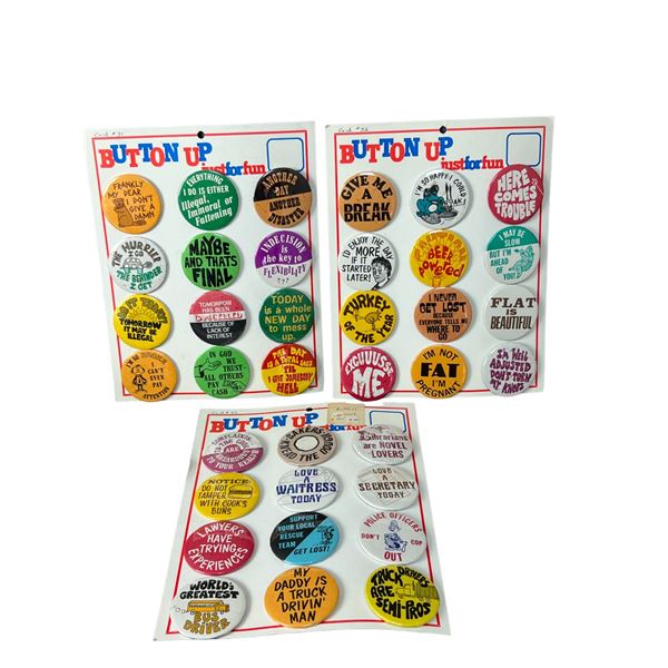 Vintage pin back button badge salesmans sample collection lot rare