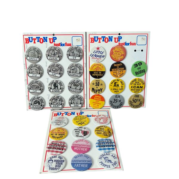 Vintage pin back button badge salesmans sample collection lot rare