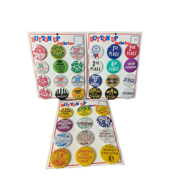 Vintage pin back button badge salesmans sample collection lot rare