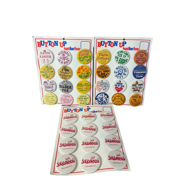 Vintage pin back button badge salesmans sample collection lot rare