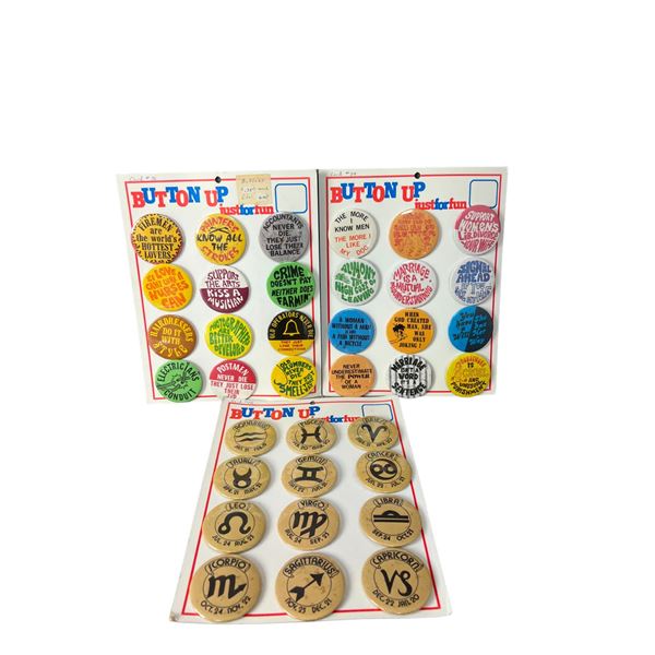 Vintage pin back button badge salesmans sample collection lot rare