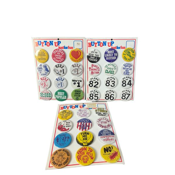 Vintage pin back button badge salesmans sample collection lot rare