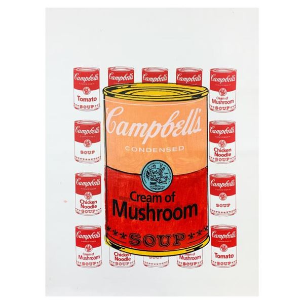 Steve Kaufman (1960-2010) "Campbell's Mushroom" Original Mixed Media on Canvas