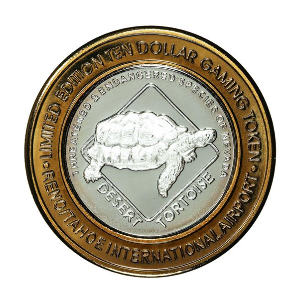 .999 Silver Reno/Tahoe International Airport $10 Casino Limited Edition Gaming Token