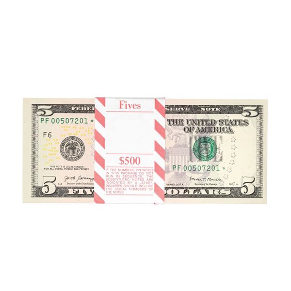 Pack of (100) Consecutive 2017A $5 Federal Reserve STAR Notes Atlanta