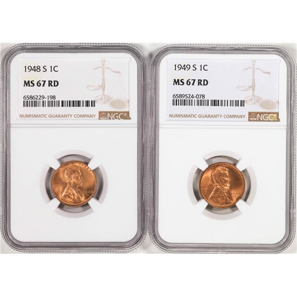 Lot of 1948-S & 1949-S Lincoln Wheat Cent Coins NGC MS67RD