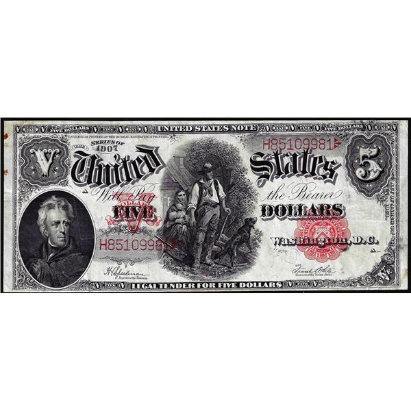 1907 $5 Woodchopper Legal Tender Note