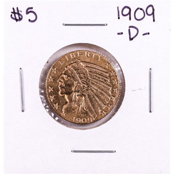 1909-D $5 Indian Head Half Eagle Gold Coin