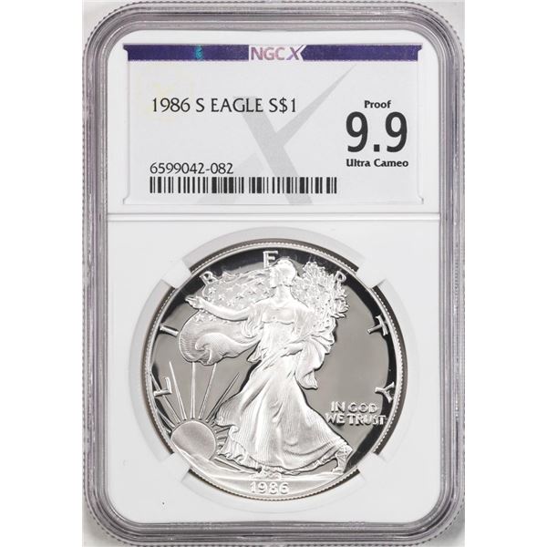 1986-S $1 Proof American Silver Eagle Coin NGCX Proof 9.9 Ultra Cameo
