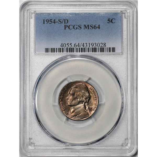 1954-S/D Jefferson Nickel Coin PCGS MS64