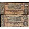 Image 1 : Lot of (2) 1864 $10 Confederate States of America Notes