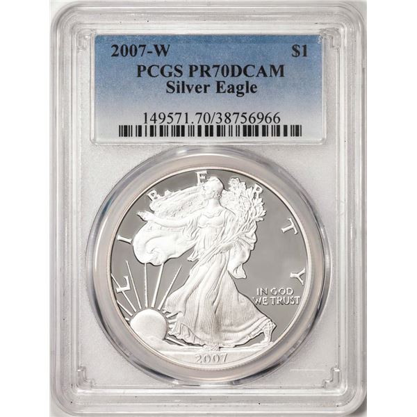 2007-W $1 Proof American Silver Eagle Coin PCGS PR70DCAM