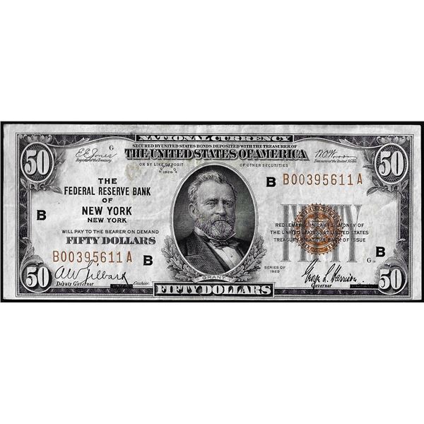 1929 $50 Federal Reserve Bank Note New York