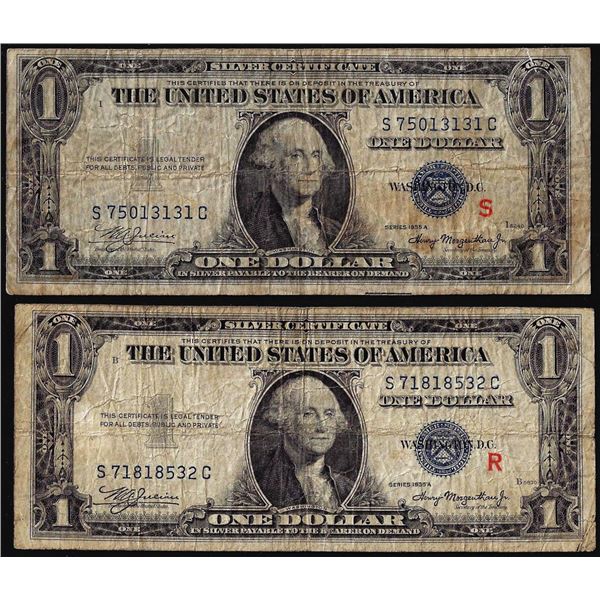 Pair of 1935A $1 Experimental  R  &  S  Silver Certificate Notes