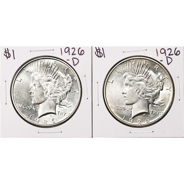 Lot of (2) 1926-D $1 Peace Silver Dollar Coins