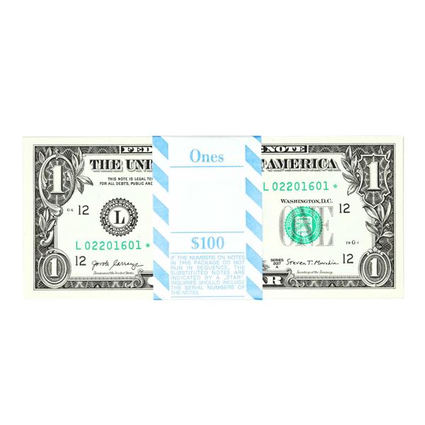 Pack of (100) Consecutive 2017A $1 Federal Reserve STAR Notes San Francisco