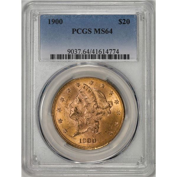 1900 $20 Liberty Head Double Eagle Gold Coin PCGS MS64