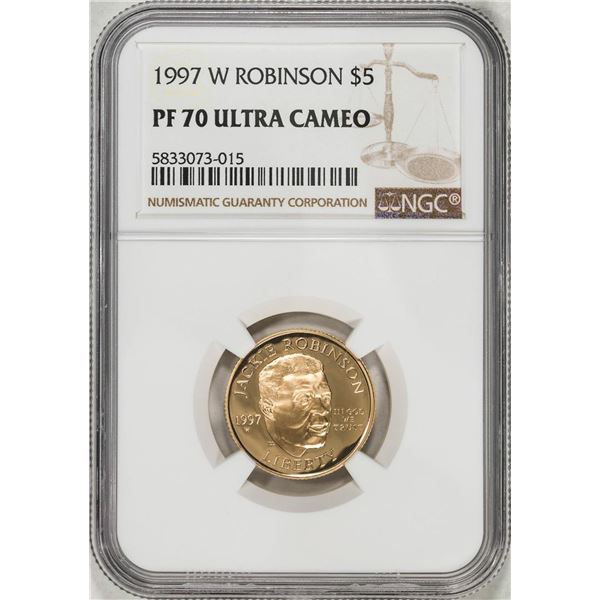 1997-W $5 Jackie Robinson Proof Commemorative Gold Coin NGC PF70 Ultra Cameo