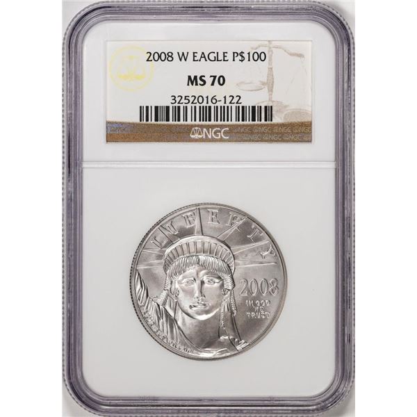 2008-W $100 Burnished Platinum Eagle Coin NGC MS70